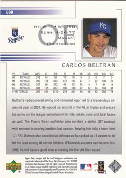 2002 Upper Deck #600 Carlos Beltran Back