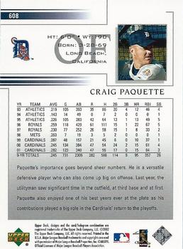 2002 Upper Deck #608 Craig Paquette Back