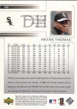 2002 Upper Deck #619 Frank Thomas Back