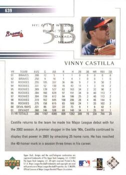 2002 Upper Deck #639 Vinny Castilla Back