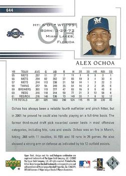 2002 Upper Deck #644 Alex Ochoa Back
