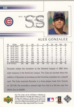 2002 Upper Deck #655 Alex Gonzalez Back