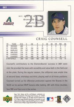 2002 Upper Deck #661 Craig Counsell Back