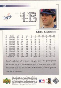 2002 Upper Deck #667 Eric Karros Back