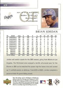 2002 Upper Deck #670 Brian Jordan Back