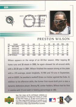 2002 Upper Deck #684 Preston Wilson Back