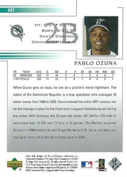2002 Upper Deck #687 Pablo Ozuna Back