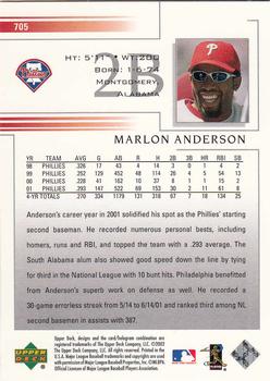 2002 Upper Deck #705 Marlon Anderson Back