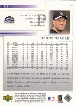 2002 Upper Deck #721 Denny Neagle Back