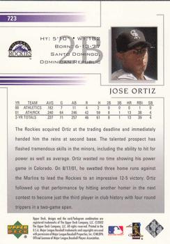 2002 Upper Deck #723 Jose Ortiz Back