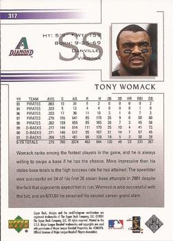 2002 Upper Deck #317 Tony Womack Back