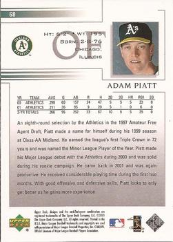 2002 Upper Deck #68 Adam Piatt Back