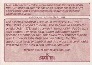 1994 Collect-A-Sport Texas A&M Aggies #NNO Jeff Granger Back