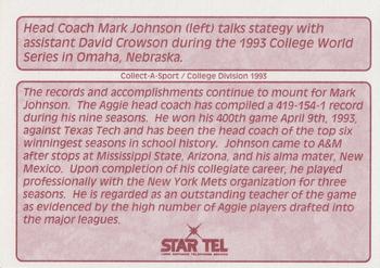 1994 Collect-A-Sport Texas A&M Aggies #NNO Mark Johnson / David Crowson Back