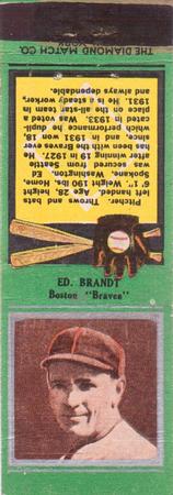 1934 Diamond Matchbooks (U1) #NNO Ed Brandt Front