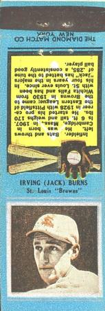 1934 Diamond Matchbooks (U1) #NNO Irving (Jack) Burns Front