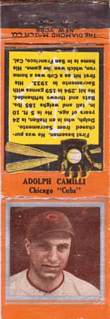 1934 Diamond Matchbooks (U1) #NNO Adolph Camilli Front