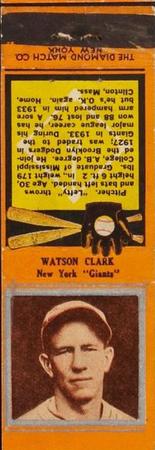 1934 Diamond Matchbooks (U1) #NNO Watson Clark Front