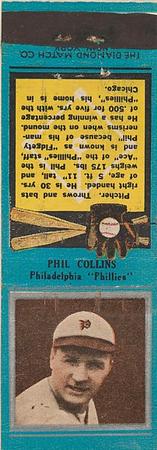 1934 Diamond Matchbooks (U1) #NNO Phil Collins Front