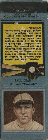 1934 Diamond Matchbooks (U1) #NNO Paul Dean Front