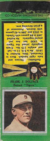 1934 Diamond Matchbooks (U1) #NNO Frank F. Doljack Front