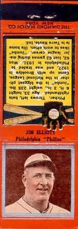 1934 Diamond Matchbooks (U1) #NNO Jim Elliott Front