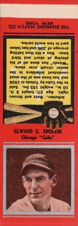1934 Diamond Matchbooks (U1) #NNO Elwood G. English Front