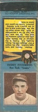 1934 Diamond Matchbooks (U1) #NNO Freddie Fitzsimmons Front