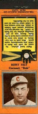 1934 Diamond Matchbooks (U1) #NNO Benny Frey Front