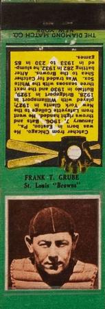 1934 Diamond Matchbooks (U1) #NNO Frank T. Grube Front