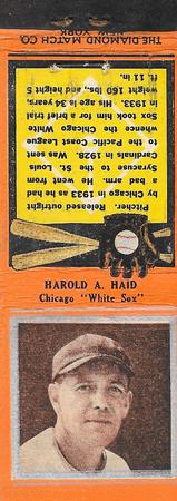 1934 Diamond Matchbooks (U1) #NNO Harold A. Haid Front