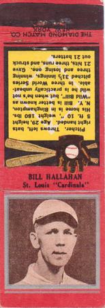 1934 Diamond Matchbooks (U1) #NNO Bill Hallahan Front