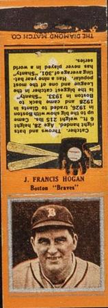 1934 Diamond Matchbooks (U1) #NNO J. Francis Hogan Front