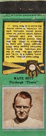 1934 Diamond Matchbooks (U1) #NNO Waite Hoyt Front