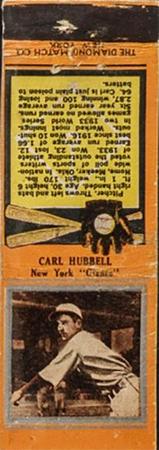 1934 Diamond Matchbooks (U1) #NNO Carl Hubbell Front