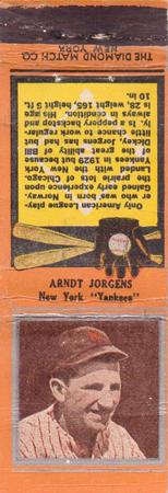 1934 Diamond Matchbooks (U1) #NNO Arndt Jorgens Front