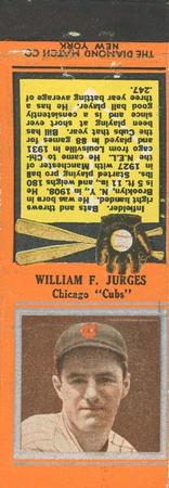 1934 Diamond Matchbooks (U1) #NNO William F. Jurges Front