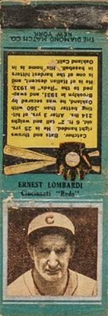 1934 Diamond Matchbooks (U1) #NNO Ernest Lombardi Front