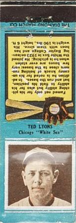 1934 Diamond Matchbooks (U1) #NNO Ted Lyons Front