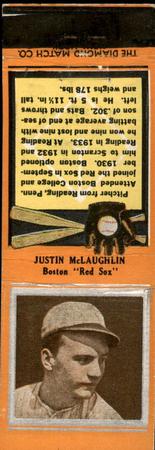 1934 Diamond Matchbooks (U1) #NNO Justin McLaughlin Front