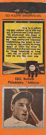 1934 Diamond Matchbooks (U1) #NNO Eric McNair Front