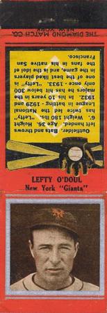 1934 Diamond Matchbooks (U1) #NNO Lefty O'Doul Front