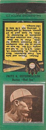1934 Diamond Matchbooks (U1) #NNO Fritz R. Ostermueller Front