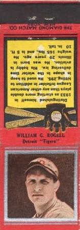 1934 Diamond Matchbooks (U1) #NNO William G. Rogell Front