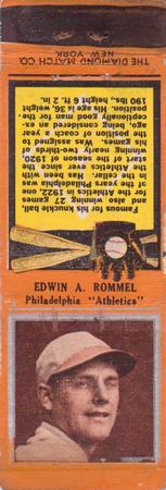 1934 Diamond Matchbooks (U1) #NNO Edwin A. Rommel Front