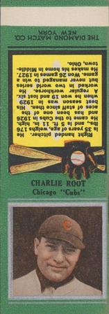 1934 Diamond Matchbooks (U1) #NNO Charlie Root Front