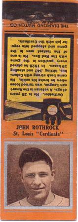 1934 Diamond Matchbooks (U1) #NNO Jack Rothrock Front