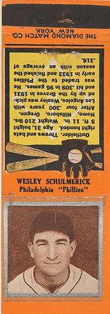 1934 Diamond Matchbooks (U1) #NNO Wesley Schulmerich Front