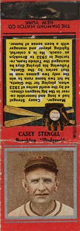 1934 Diamond Matchbooks (U1) #NNO Casey Stengel Front