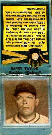 1934 Diamond Matchbooks (U1) #NNO Danny Taylor Front